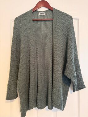 Open-Front Sage Green Knit Cardigan Sweater